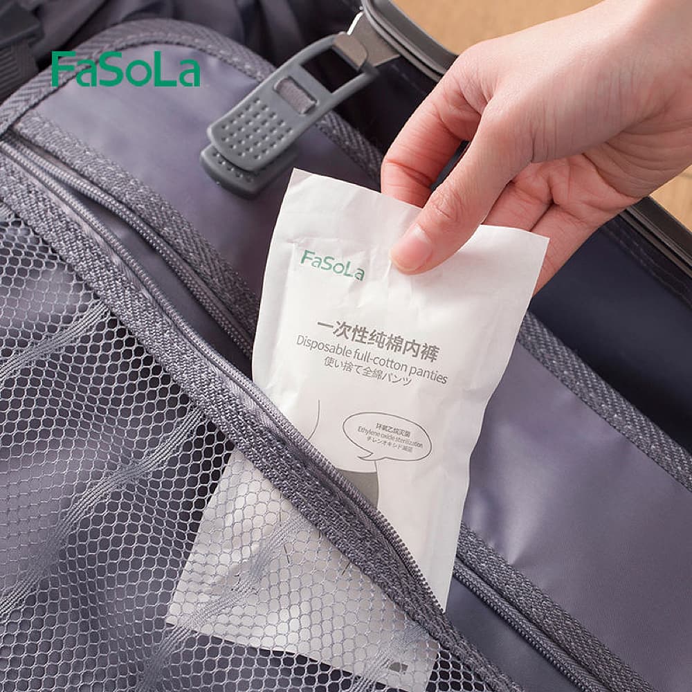 Fasola Medium Size Travel Disposable Pure Cotton Underwear for Women White 5Pieces X2Pack