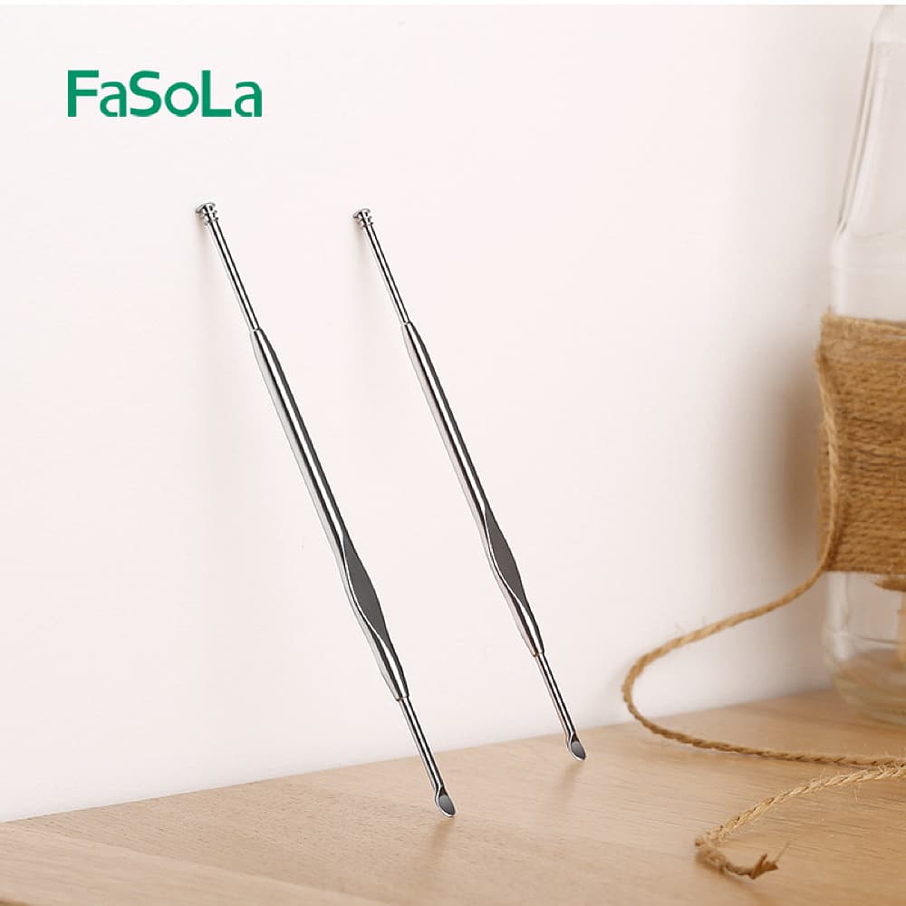 Fasola 430 Stainless Steel Double Ended Ear Pick Ear Wax Removal Ear Cleaning Kit 12cm 6Pack