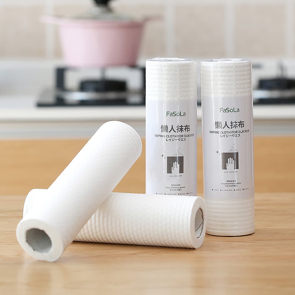 Fasola White Towel Roll Disposable Cloth Rag for Kitchen Kitchen  Paper Towel Roll 50 Sheets 25.5 X 25cm X2Pack