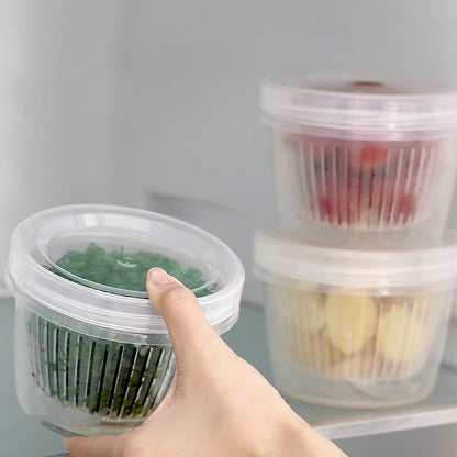 Fasola Fruit Produce Saver Food Storage Containers with Removable Drain Colanders Vegetable Fresh Keeper Set X4Pack