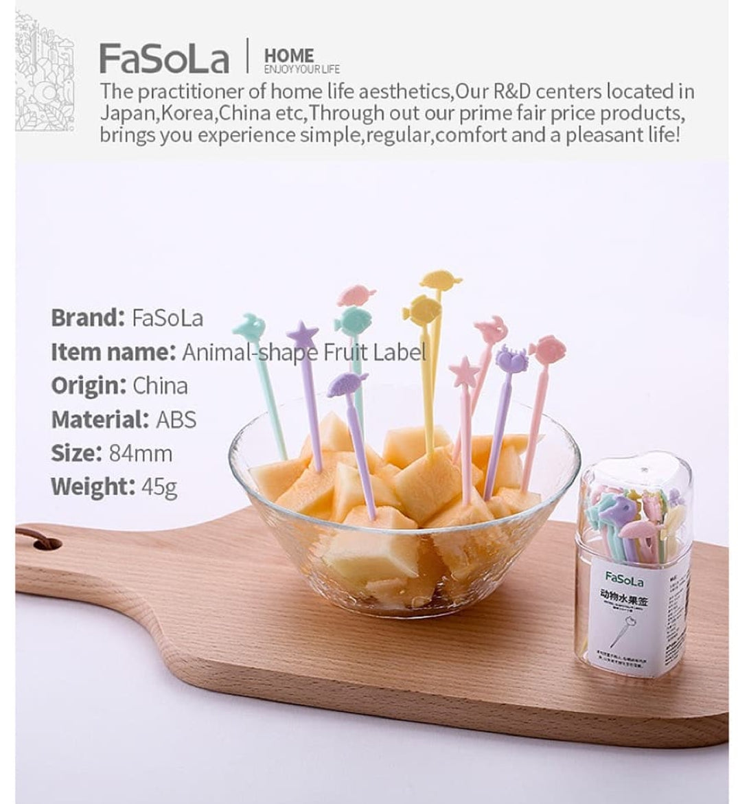 Fasola Simple Fashion Animal Fancy Fruit Toothpicks for Appetizers Food Sticks Multicolor 8.4cmX3Pack