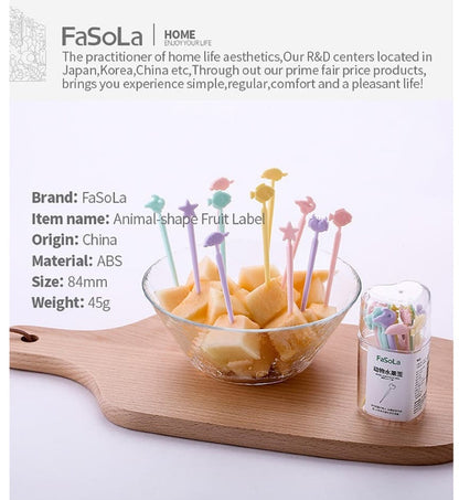 Fasola Simple Fashion Animal Fancy Fruit Toothpicks for Appetizers Food Sticks Multicolor 8.4cmX3Pack