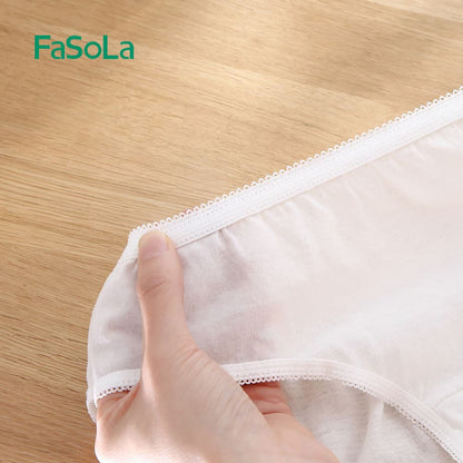 Fasola Large Size Travel Disposable Pure Cotton Underwear for Women Soft Disposable Panties White 5Pieces X 2Pack