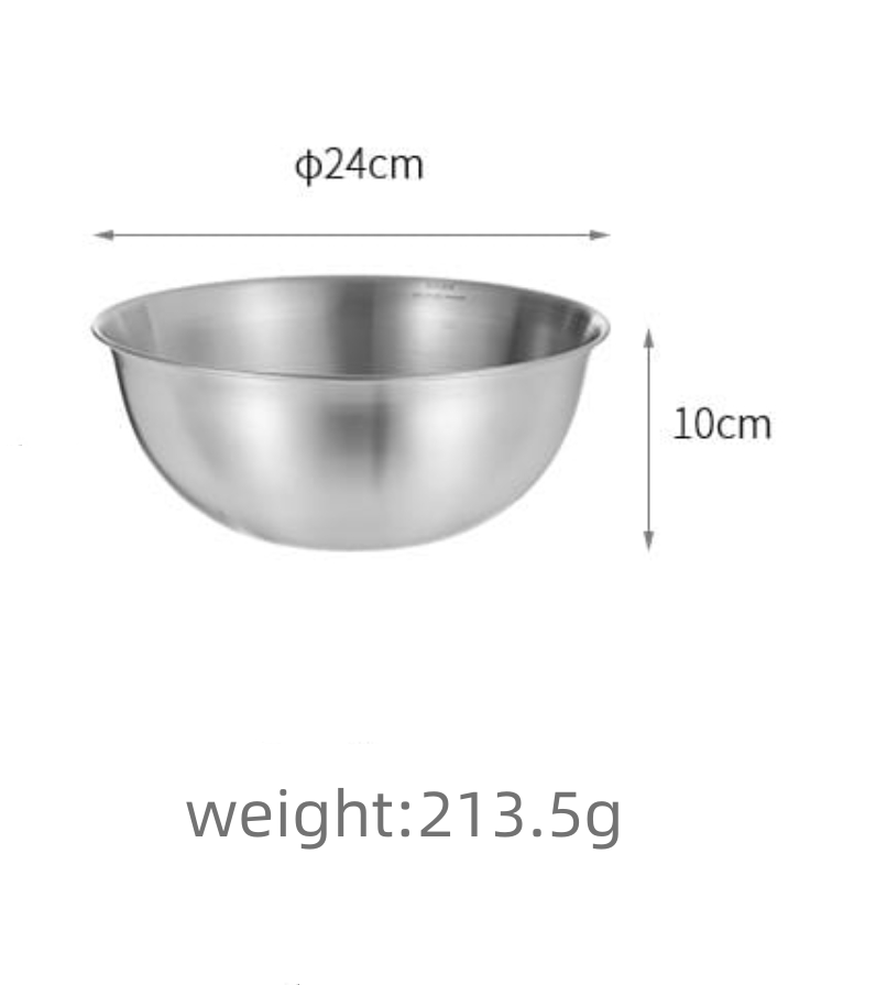 Fasola Large Size Stainless Steel Metal Basin Kitchen Mixing Bowl Set Diameter 24cm X4Pack