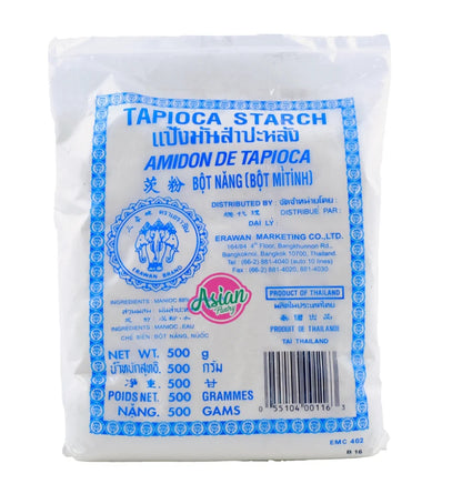 ERAWAN Kitchen Water-Milled Tapioca Starch Flour for Cooking Vibrant Blue Gluten-Free 500g X3Pack