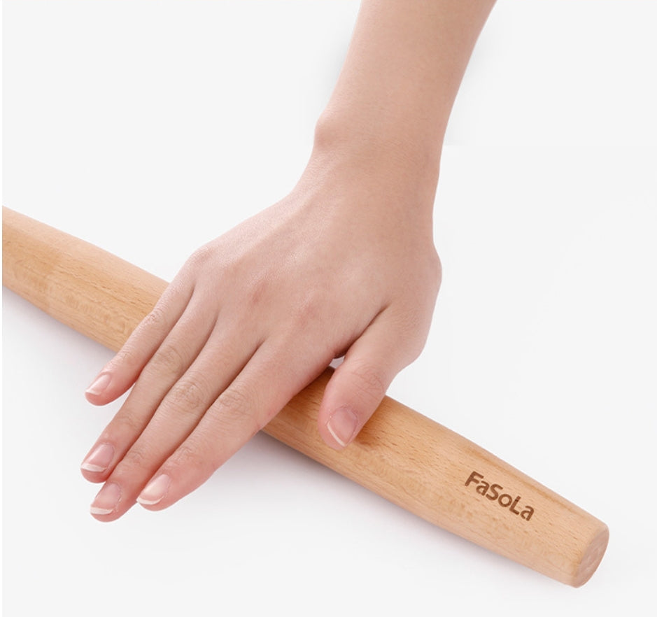 Fasola Small Size Natural Color Beech Wooden Rolling Pin for Baking 2Pack