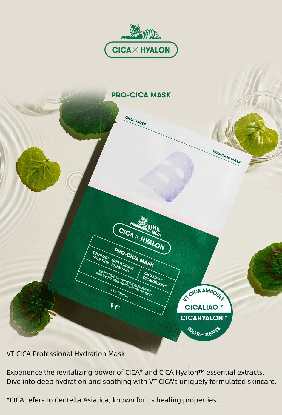 VT Pro-CICA Mask Soothing Face Mask Patch to Rebalance and Hydrate Skin 6Sheets X 4pack