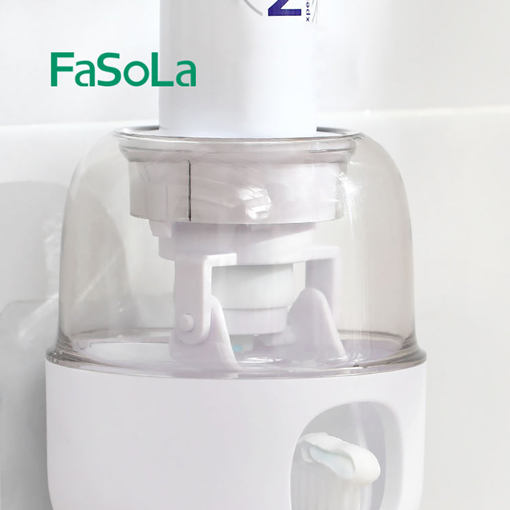 Fasola White No-Drill Wall-Mounted Toothpaste Dispenser Toothpaste Squeezer for Bathroom 8.6X8.6X9.8cm X2Pack