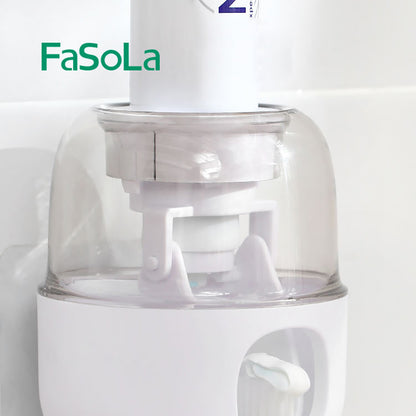 Fasola White No-Drill Wall-Mounted Toothpaste Dispenser Toothpaste Squeezer for Bathroom 8.6X8.6X9.8cm X2Pack