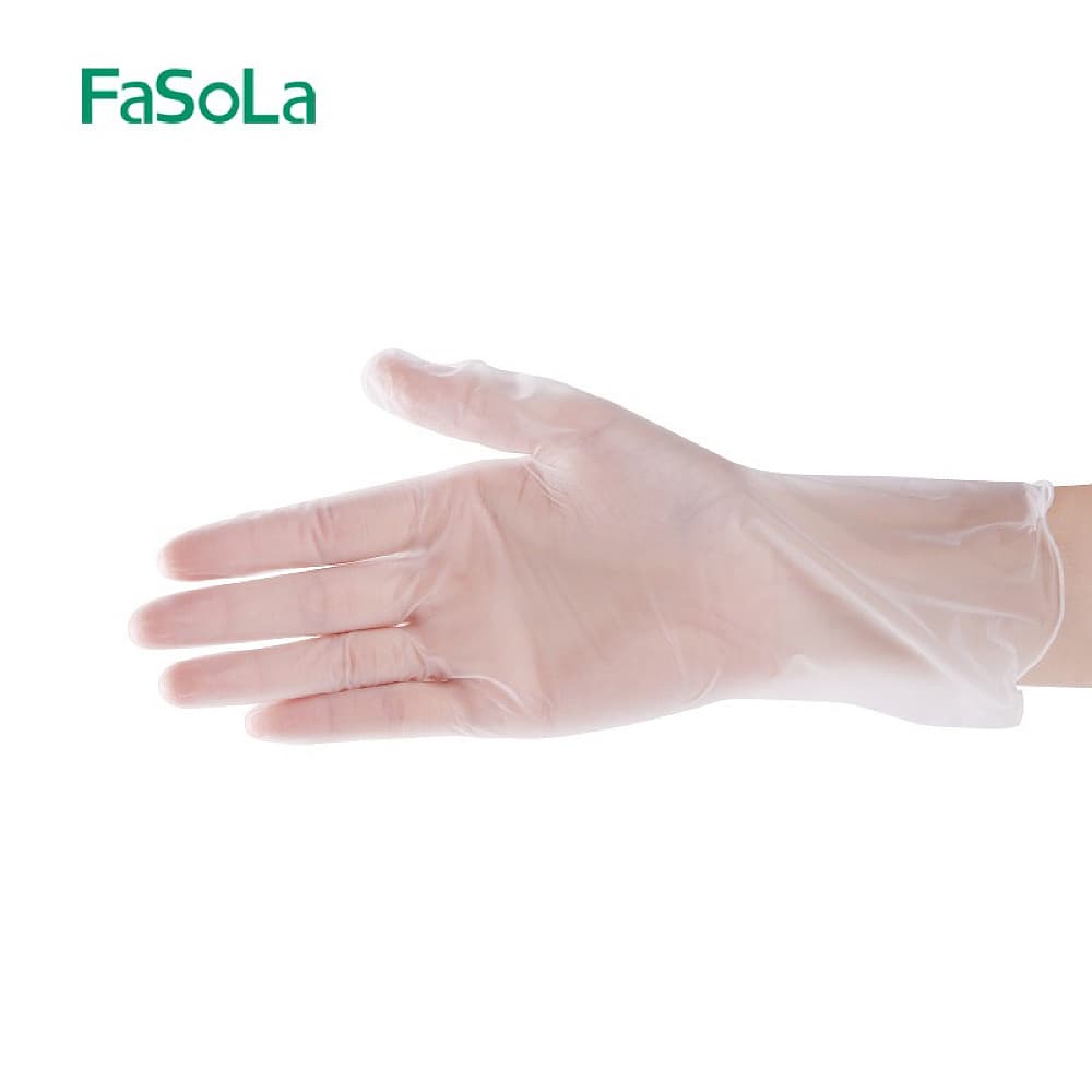 Fasola Medium Size Clear Vinyl Exam Gloves Disposable Medical Gloves Cleaning Gloves 100Pieces X 4Pack