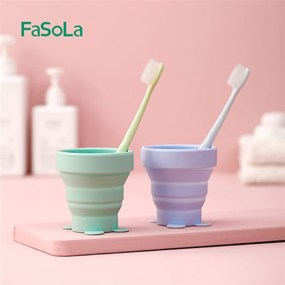 Fasola Green Foldable Collapsible Silicone Drinking Cup for Travel 170ml X 2Pack