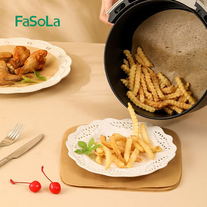 Fasola Air Fryer Paper Square Log Color 21.6*21.6cm 50 Pieces X2Pack