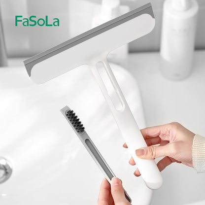 Fasola Multifunctional Window Glass Scrubber Squeegee with Rubber Head White 22*27cmX2Pack