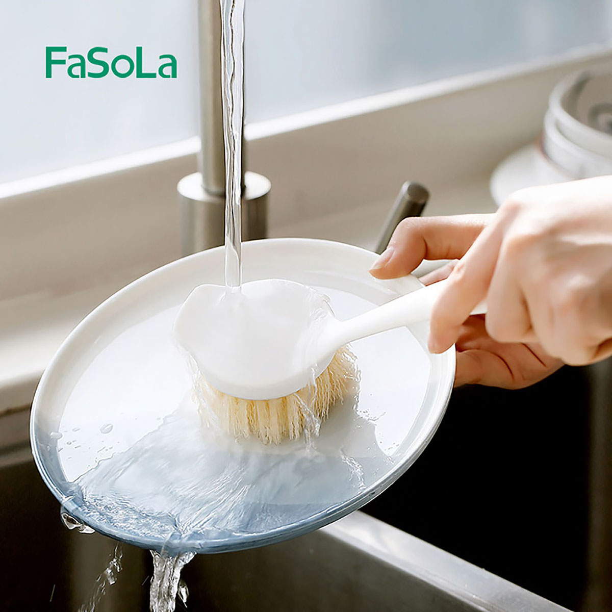 Fasola-Long-Handle-Soft-Bristle-Dish-Brush-Scrub-Brush-for-Pans-and-Pots-White-24cm-X4Pack-1