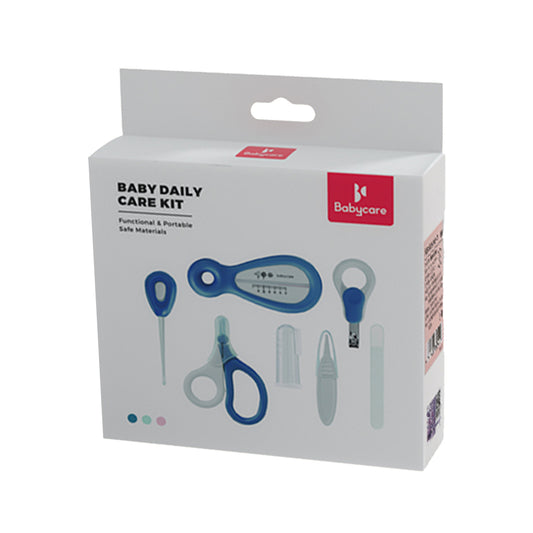 BC Babycare Durable Children's Daily Care Nursing Kit with Thermometer Scissors Nail Clippers Blue X 1pack