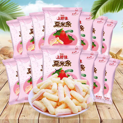 Oishi No Trans Fat Corn Sticks Strawberry Flavor 70g X3pack