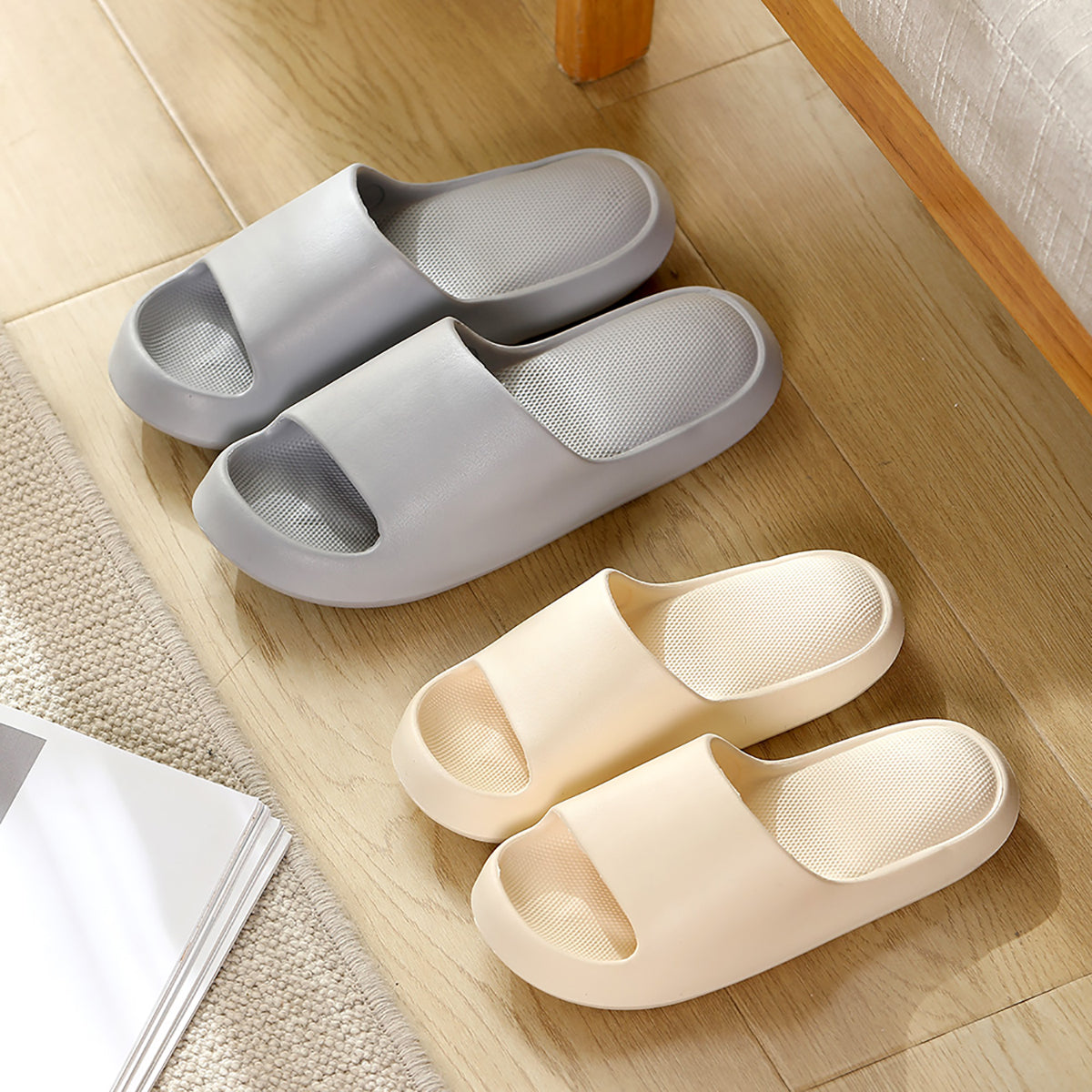 Fasola-Thick-Bathroom-Slippers-Shower-Shoes-Slides-Sandals-for-Men-Gray-Size-43/44-One-Pair-X2Pack-1