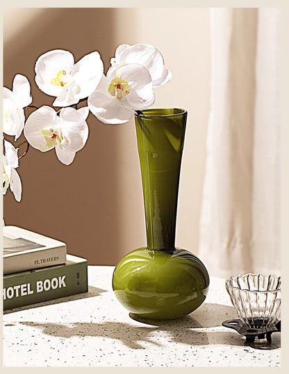 MDZF  Home Office Decor for Flower Swan Neck Medieval Vase Decorative Vase Green X2Pack