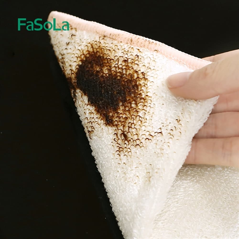 Fasola Blue Double Layer Kitchen Household Bamboo Fiber Cleaning Cloth Cleaning Rag Cleaning Towels 18 X 23cm X2Pack