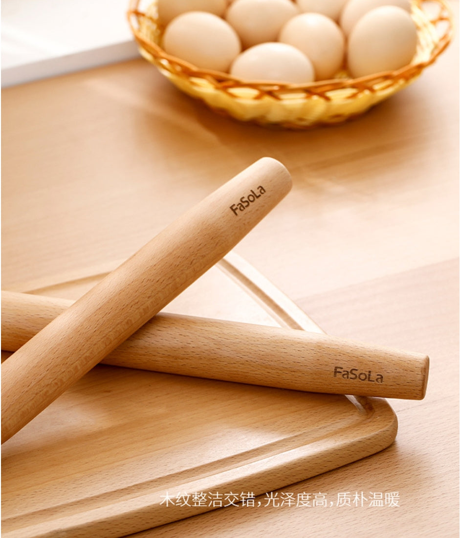 Fasola Small Size Natural Color Beech Wooden Rolling Pin for Baking  4Pack