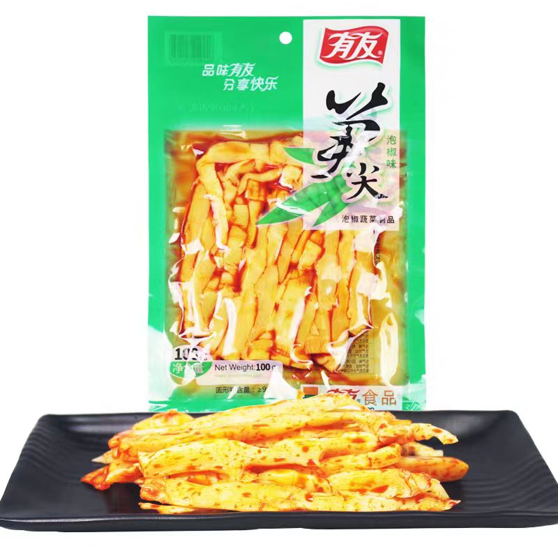 Youyou Instant Spicy Snack Bamboo Shoots Tips 100g X6pack