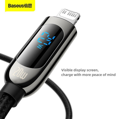 Baseus Digital Display Fast Charging Cable Type-C to iP 20W Black 2m X4Pack