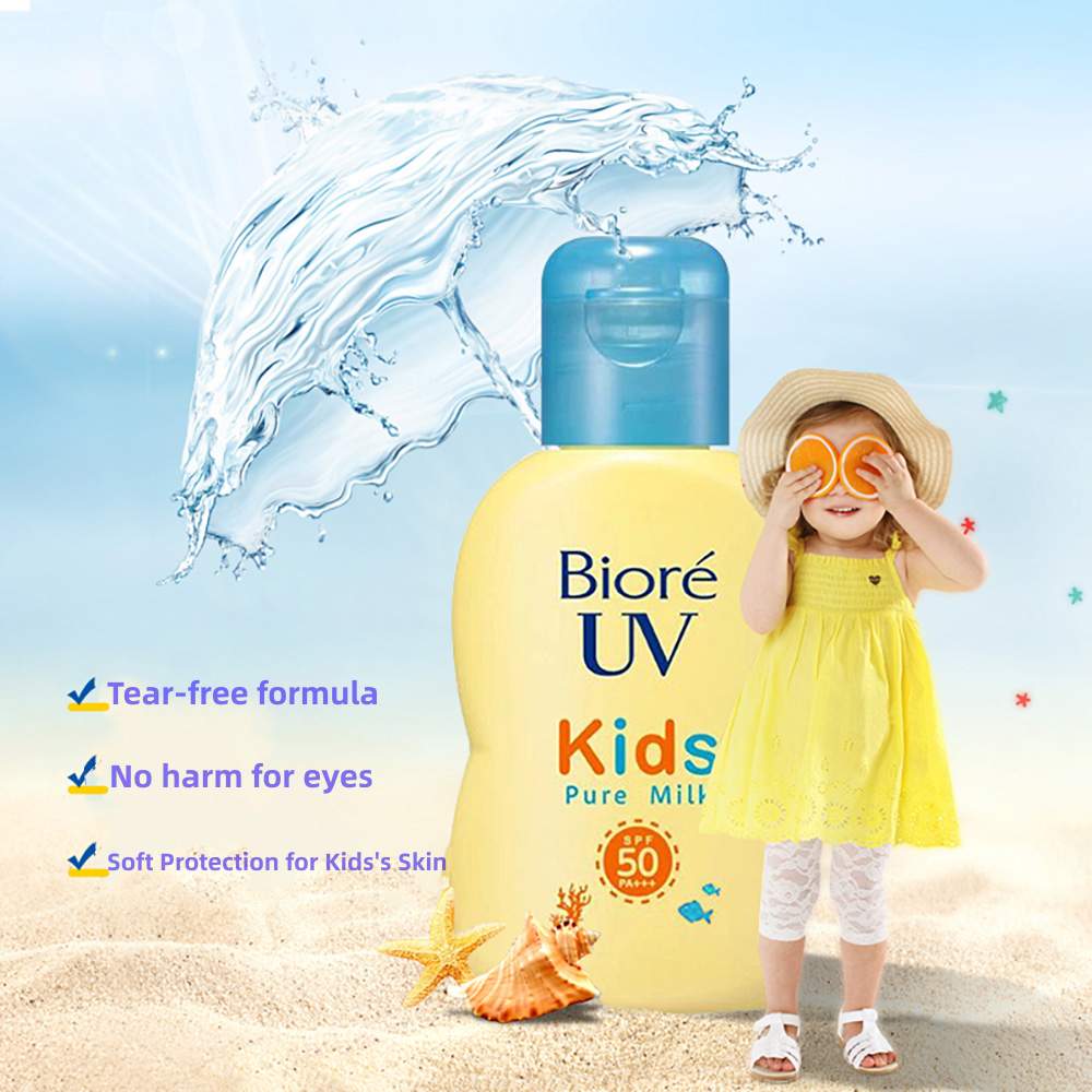 Biore Kids Continuous Protection Sunscreen Cream Sunscreen Lotion for Sensitive Skin SPF50 PA+++ 70ml X4Pack