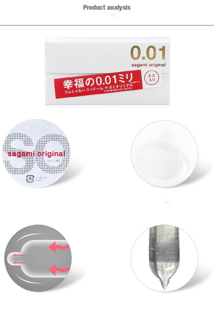 Sagami Happiness 001 Ultra-Thin Comfortable and Smooth Lubricated Condoms for Men 5pcs X2Pack