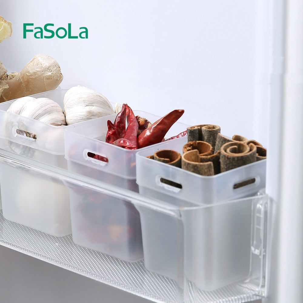 Fasola Refrigerator Organizer Box, Fridge Side Door Storage Containers Plastic Translucent 2pcs X3Pack