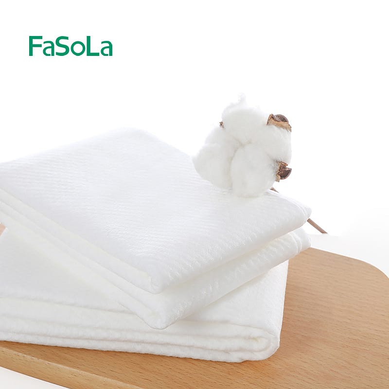 Fasola White Disposable Travel Pure Cotton Bath Face Towels for Hotel 30 X 70cm 6Pack