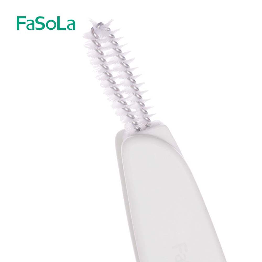 Fasola  Multifunctional 3-in-1 Cup Lid Gap Cleaning Brush Set Home Kitchen Cleaning Tools White 13.5*2.5*1.5cmX2Pack