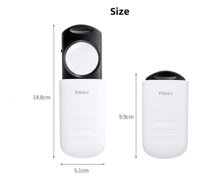 Fasola White Portable Pull Out Magnifier Small Pocket Magnifying Glass 9.9 X 5.1 X 2cm 4Pack