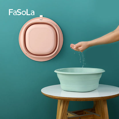 Fasola Pink Small Foldable Baby Kids Basin Diameter Collapsible Dish Tub Diameter 26cm X4Pack