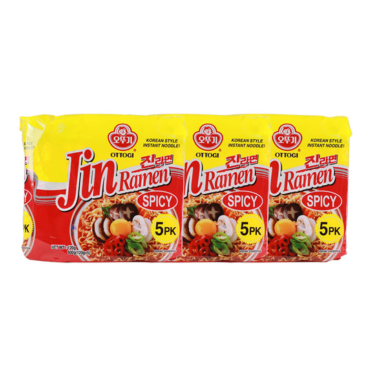 Ottogi Korean Jin Ramen Spicy Flavor 120gX5bagsX3pack