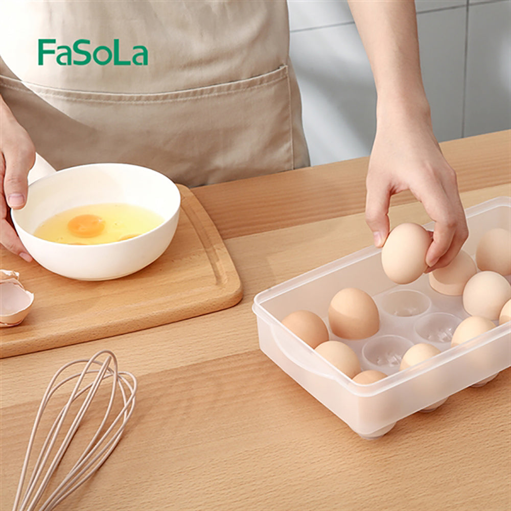 Fasola Transparent Egg Storage Container with Lid for Refrigerator 15-Compartment 29.8X15.9X7.5cm X4Pack