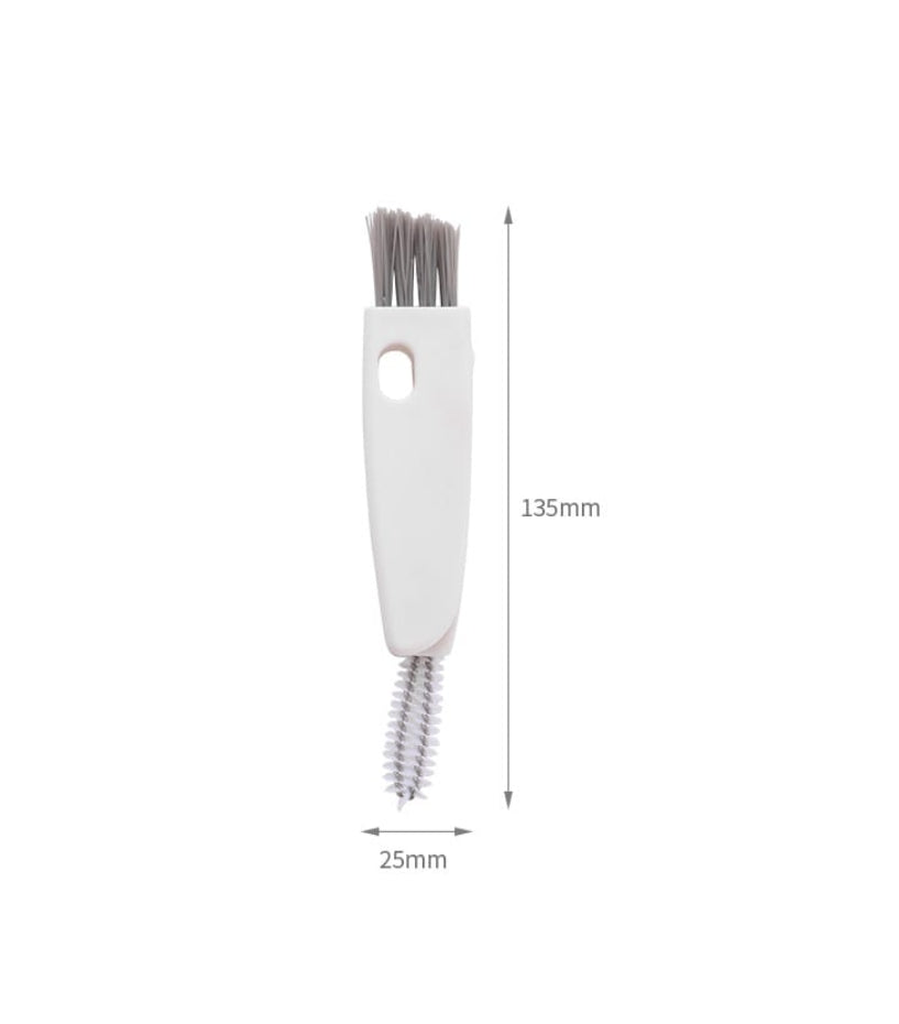 Fasola  Multifunctional 3-in-1 Cup Lid Gap Cleaning Brush Set Home Kitchen Cleaning Tools White 13.5*2.5*1.5cmX2Pack