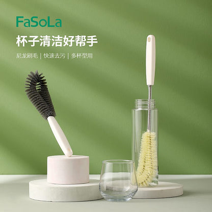 Fasola Curved Bottle Cleaner Long Handle Cup Brush Cleaning Brush 38X5.8cm 4Pack