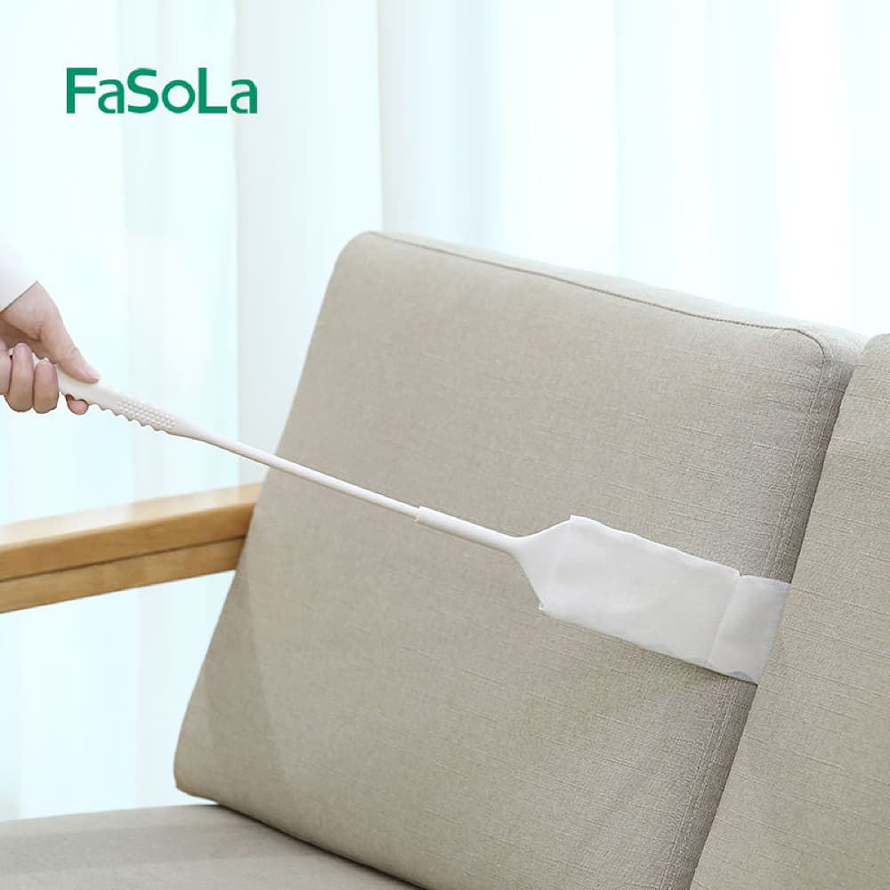 Fasola Off-White Retractable Detachable Gap Dust Cleaner Dusting Brush Gap Mop 65X7cm 10Pieces X4Pack