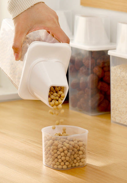 Fasola Dry Food Grain Storage Container Pantry Storage with Pouring Spout Measuring Cup 870mL X4Pack