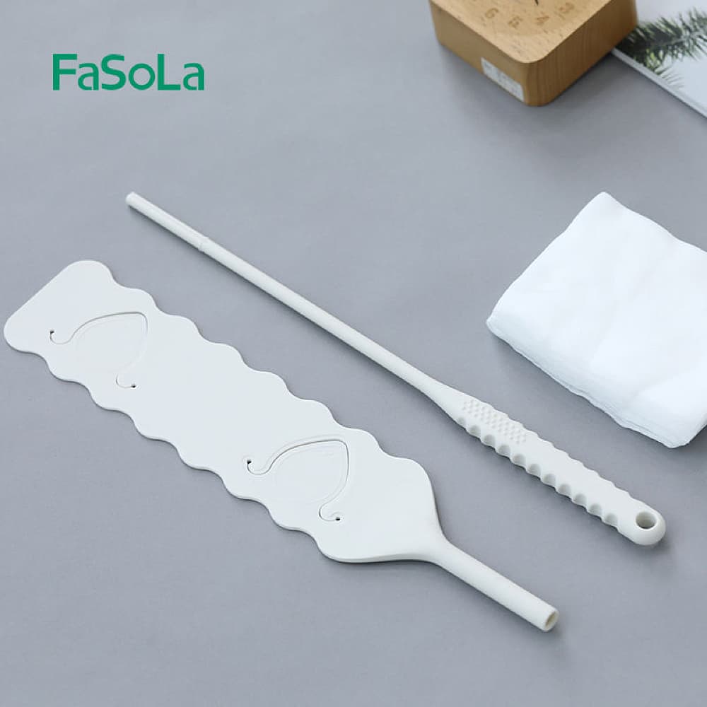 Fasola Off-White Retractable Detachable Gap Dust Cleaner Dusting Brush Gap Mop 65X7cm 10Pieces X2Pack