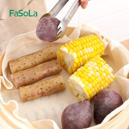 Fasola Cotton Fabric Steamer Liners Non Stick Pad Air Fryer Liner Steaming Dumplings Beige 30cm Diameter 5 Pieces X2Pack