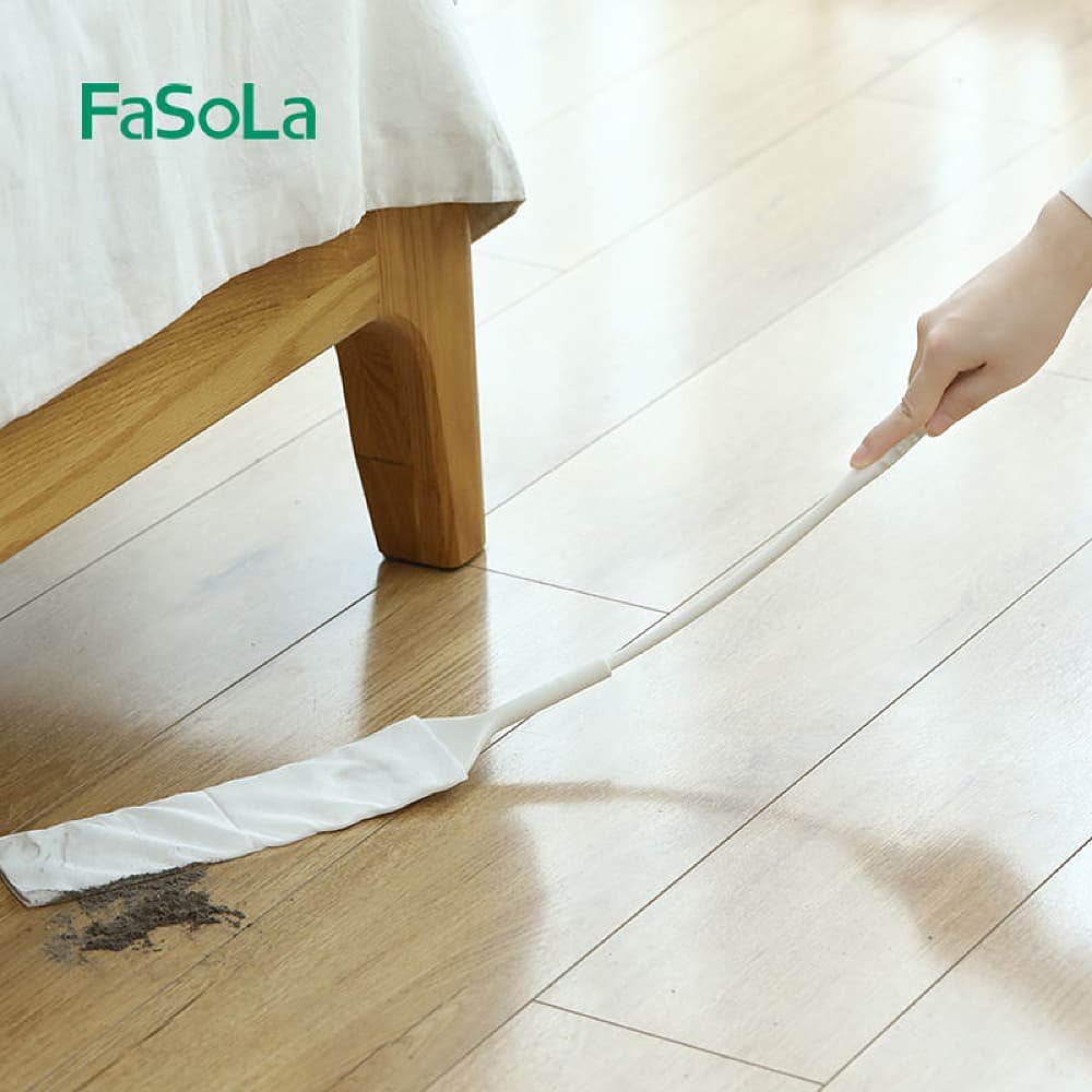 Fasola Off-White Retractable Detachable Gap Dust Cleaner Dusting Brush Gap Mop 65X7cm 10Pieces X4Pack