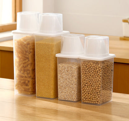 Fasola Dry Food Grain Storage Container Pantry Storage with Pouring Spout Measuring Cup 870mL X4Pack