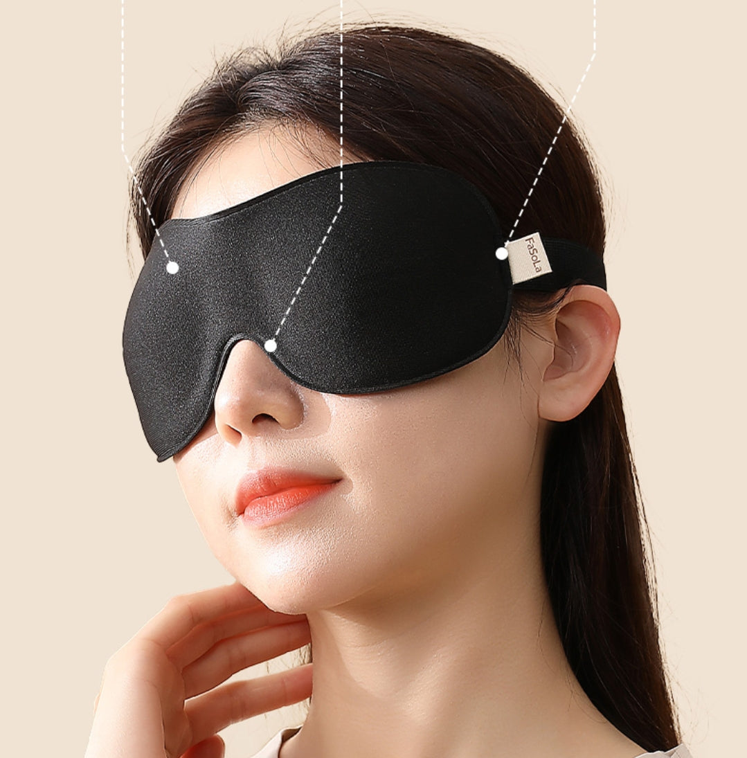 Fasola Black 3D Sleep Eye Mask for Men Women Sleep Mask for Side Sleeper 2Pack