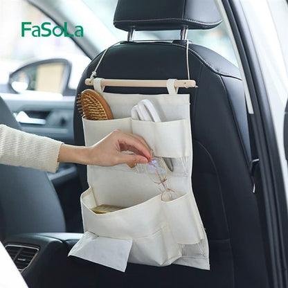 Fasola Door Hanging Storage Pouch Bag in OffWhite Color Big Pockets Linen 30 X 23cm X2Pack