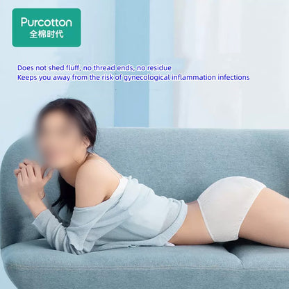 Purcotton Women's Disposable Cotton Sterilized Panties Underwear for Travel Medium Size 8pcs/bag X4Pack