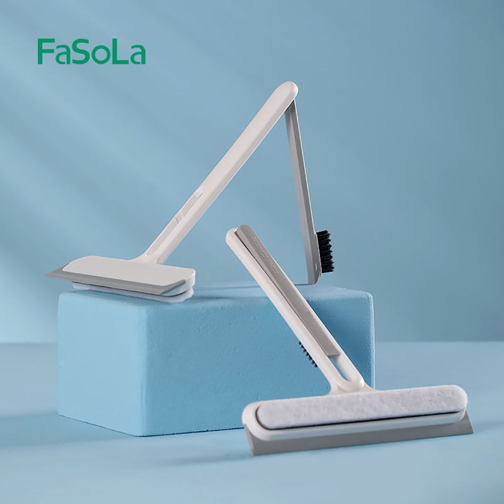 Fasola Multifunctional Window Glass Scrubber Squeegee with Rubber Head White 22*27cmX2Pack