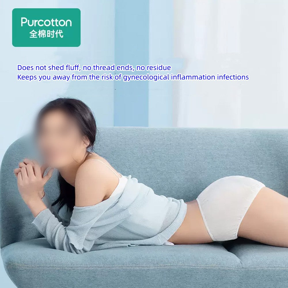 Purcotton Women's Disposable Cotton Sterilized Panties Underwear for Travel Medium Size 8pcs/bag X2Pack