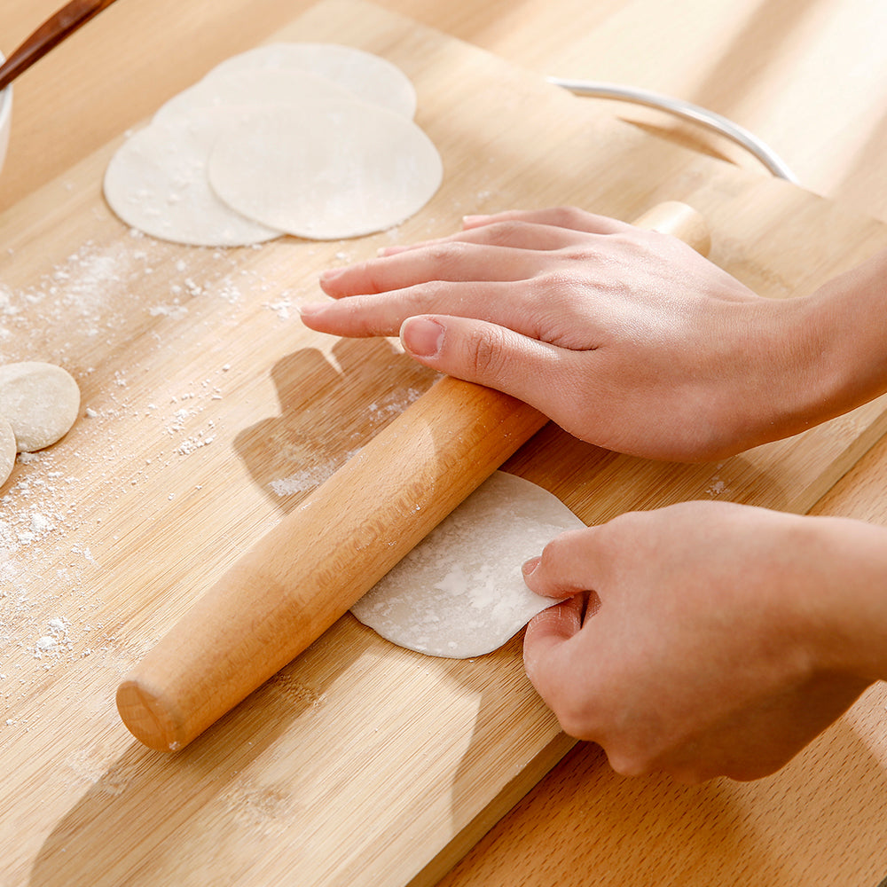 Fasola Small Size Natural Color Beech Wooden Rolling Pin for Baking 2Pack