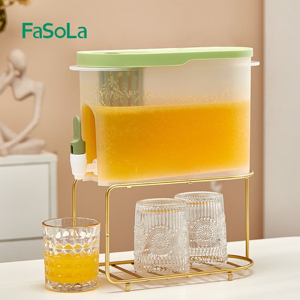 Fasola Green Transparent Cold Water Jug with Faucet 3.9L 4Pack